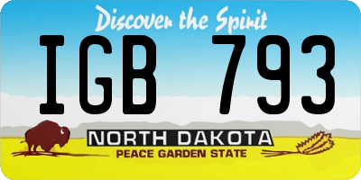 ND license plate IGB793