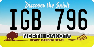 ND license plate IGB796