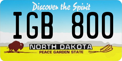 ND license plate IGB800