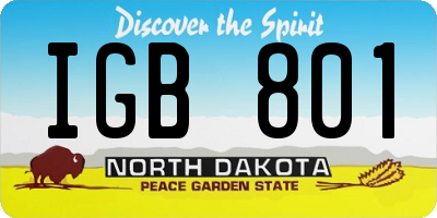ND license plate IGB801