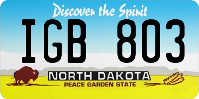 ND license plate IGB803