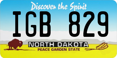 ND license plate IGB829