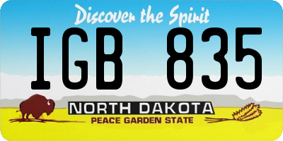 ND license plate IGB835