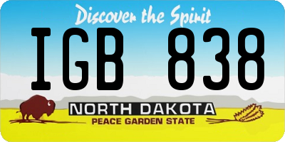 ND license plate IGB838