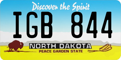 ND license plate IGB844