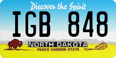 ND license plate IGB848