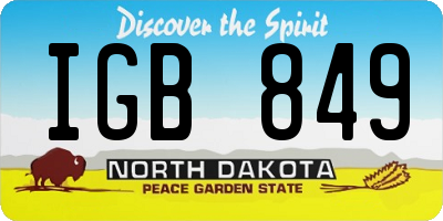 ND license plate IGB849