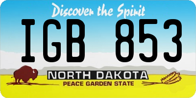 ND license plate IGB853