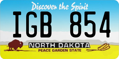 ND license plate IGB854