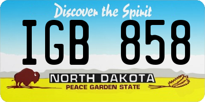 ND license plate IGB858