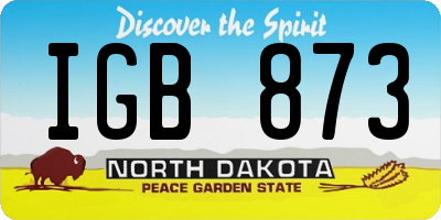 ND license plate IGB873
