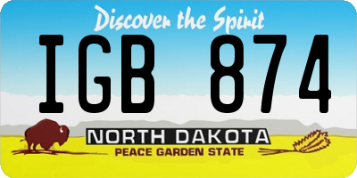 ND license plate IGB874