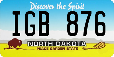 ND license plate IGB876