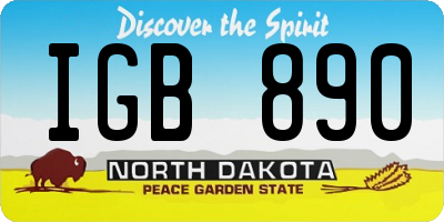 ND license plate IGB890