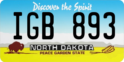 ND license plate IGB893