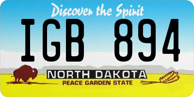 ND license plate IGB894