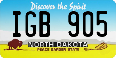 ND license plate IGB905