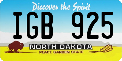 ND license plate IGB925