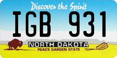 ND license plate IGB931