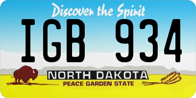ND license plate IGB934