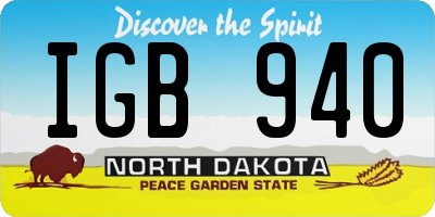 ND license plate IGB940