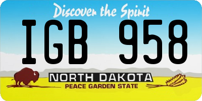 ND license plate IGB958