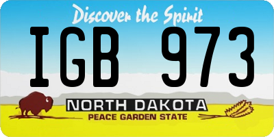ND license plate IGB973