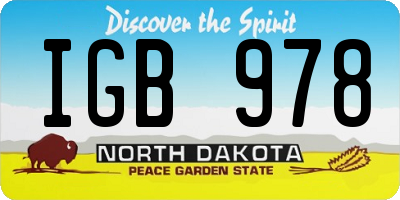 ND license plate IGB978