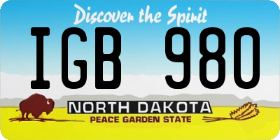 ND license plate IGB980