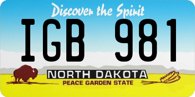 ND license plate IGB981