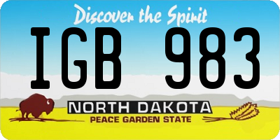 ND license plate IGB983