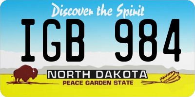 ND license plate IGB984