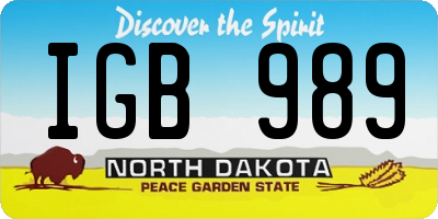 ND license plate IGB989
