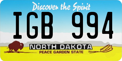 ND license plate IGB994