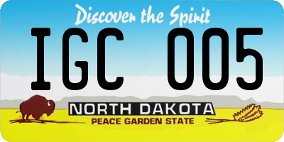 ND license plate IGC005