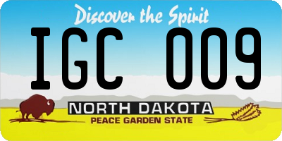 ND license plate IGC009