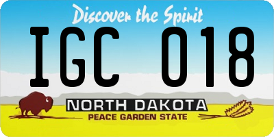 ND license plate IGC018