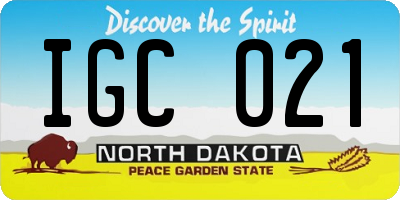 ND license plate IGC021