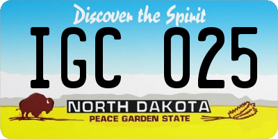 ND license plate IGC025