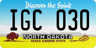 ND license plate IGC030