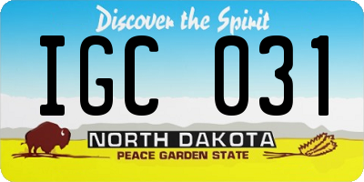 ND license plate IGC031