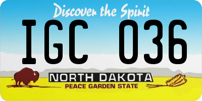 ND license plate IGC036