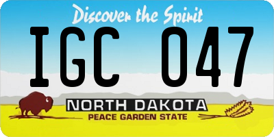 ND license plate IGC047