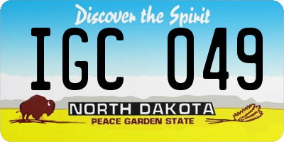ND license plate IGC049