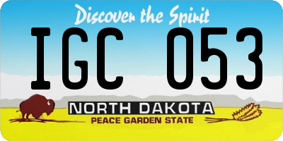 ND license plate IGC053