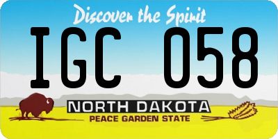 ND license plate IGC058