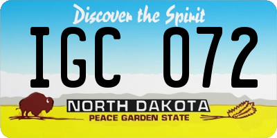 ND license plate IGC072