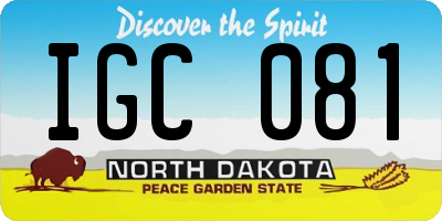 ND license plate IGC081