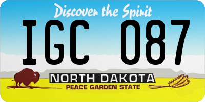 ND license plate IGC087