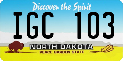 ND license plate IGC103